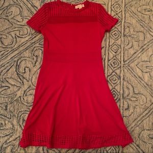 MICHAEL KORS
Crepe Jersey Mesh Ruffled Dress RED